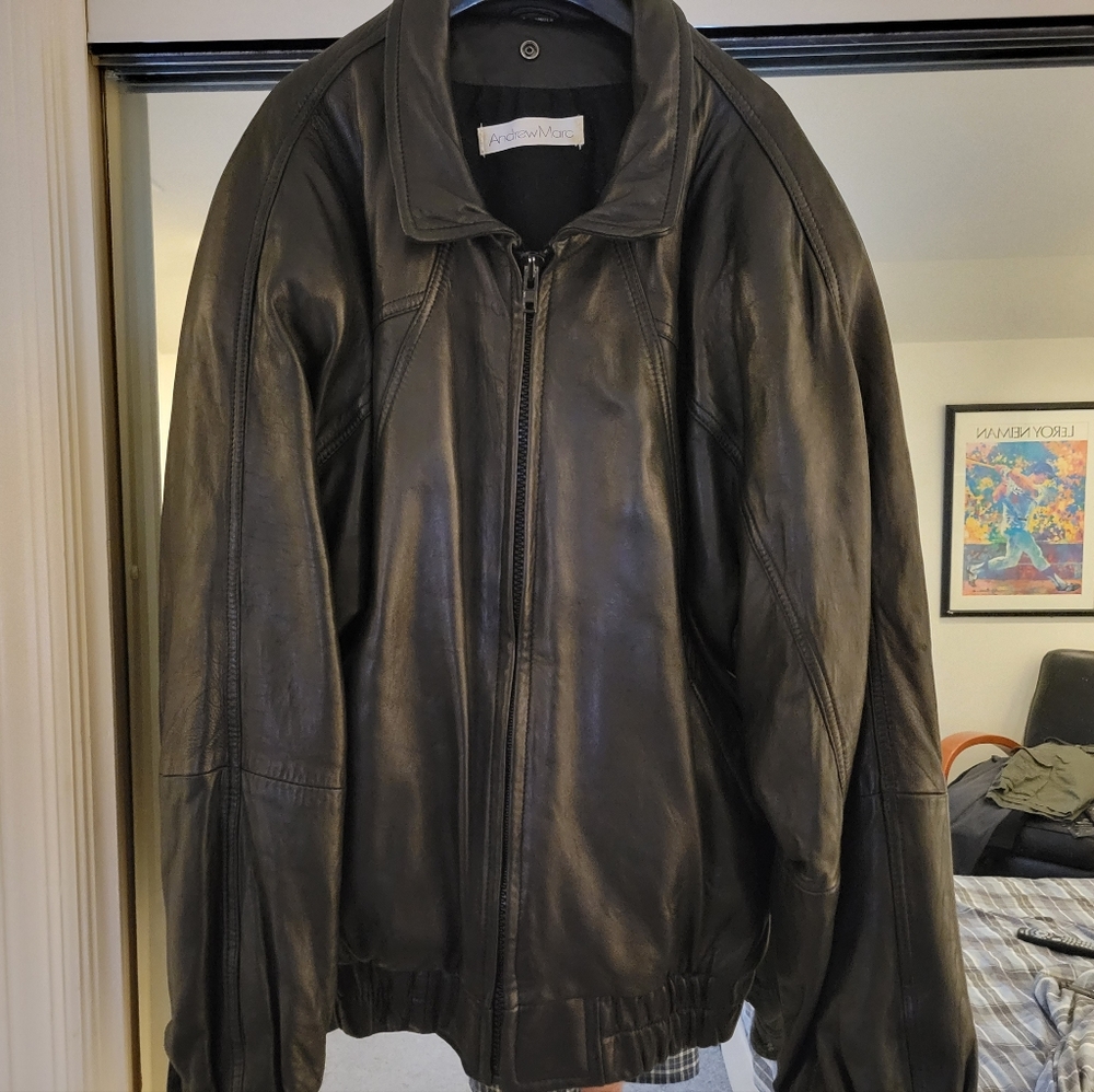 Andrew Marc Black Leather Motorcycle Jacket